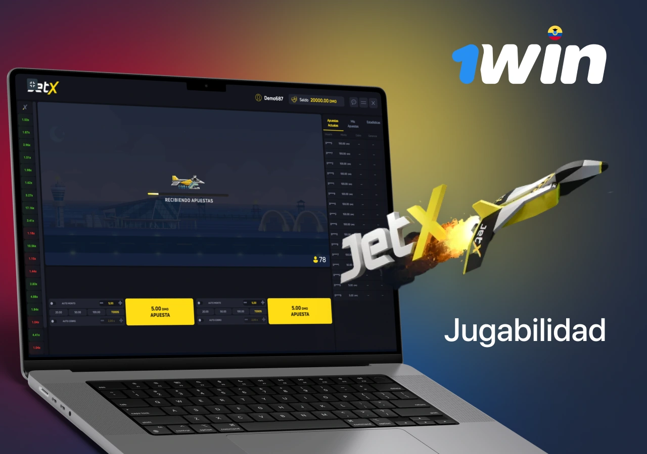 Jugabilidad del juego JetX en el casino en línea 1Win