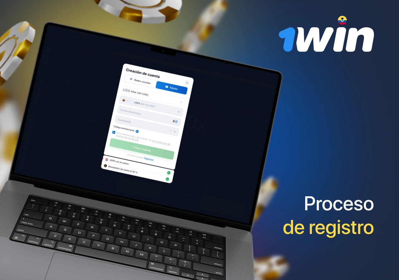 Registrar una cuenta para empezar a jugar a 1Win