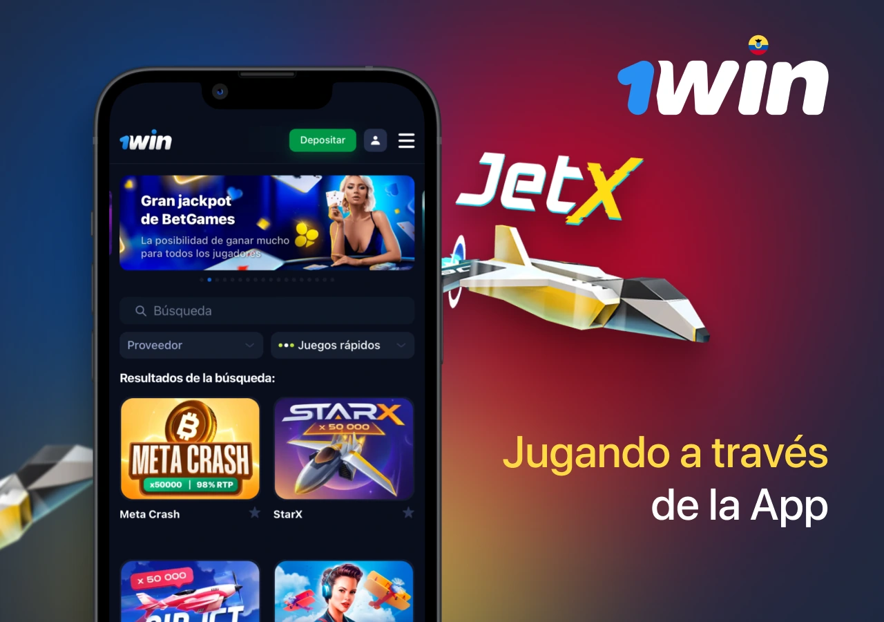 Jugar a JetX en la aplicación móvil de la casa de apuestas